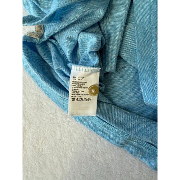 Tommy Bahama Linen Cotton Polo Men Size Large Soft Blue Golf Casual Collar Shirt - Picture 4 of 7